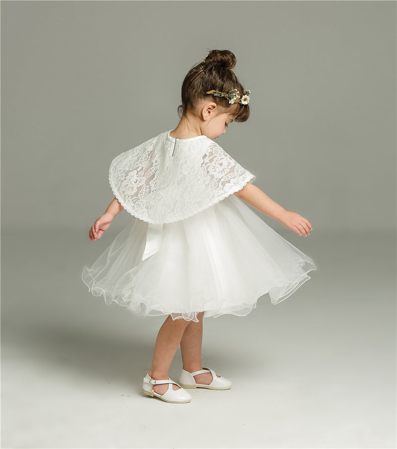 Baby White Fluffy Dress Two-piece Set