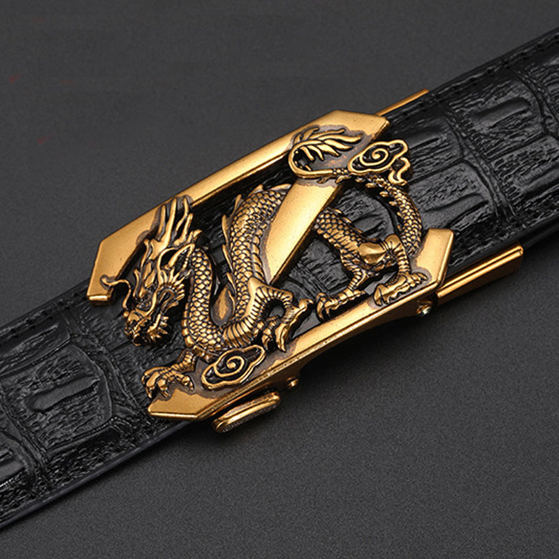 Men's automatic buckle leather belt
