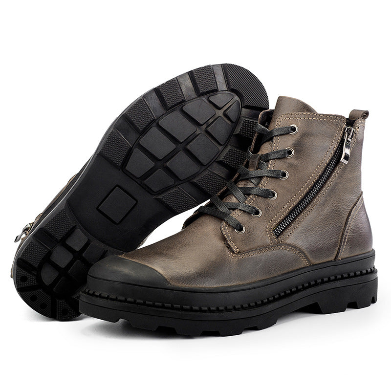 Winter leather Martin boots plus velvet non-slip breathable men's shoes