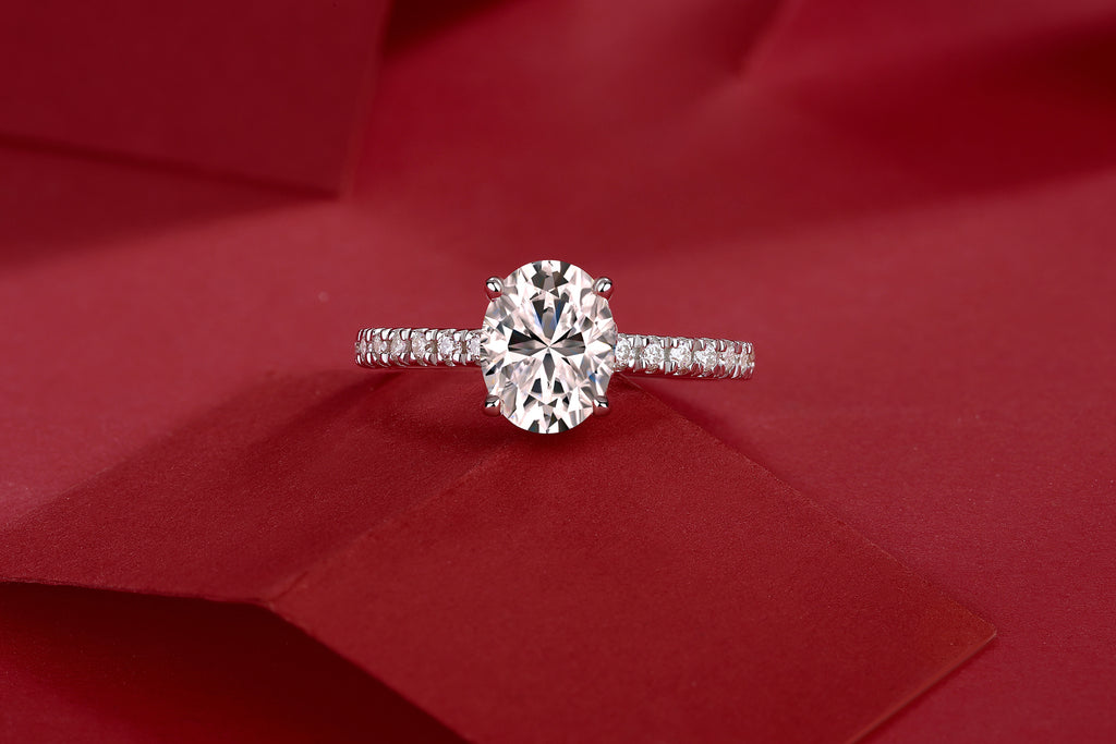 Cinderella - Set With Top-quality Moissanite S925, Silver And Platinum-plated Diamond Wedding Ring. The Ring Can Be Inspected With A Diamond Pen