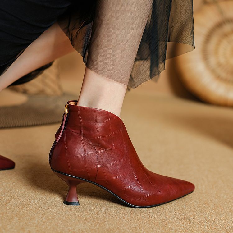 Womens Elegant Pointed-toe Ankle Boots