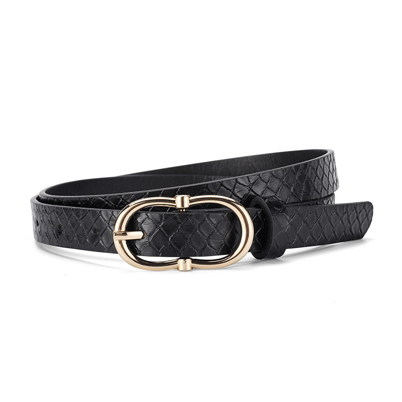 Versatile Snake Print Leather Belt