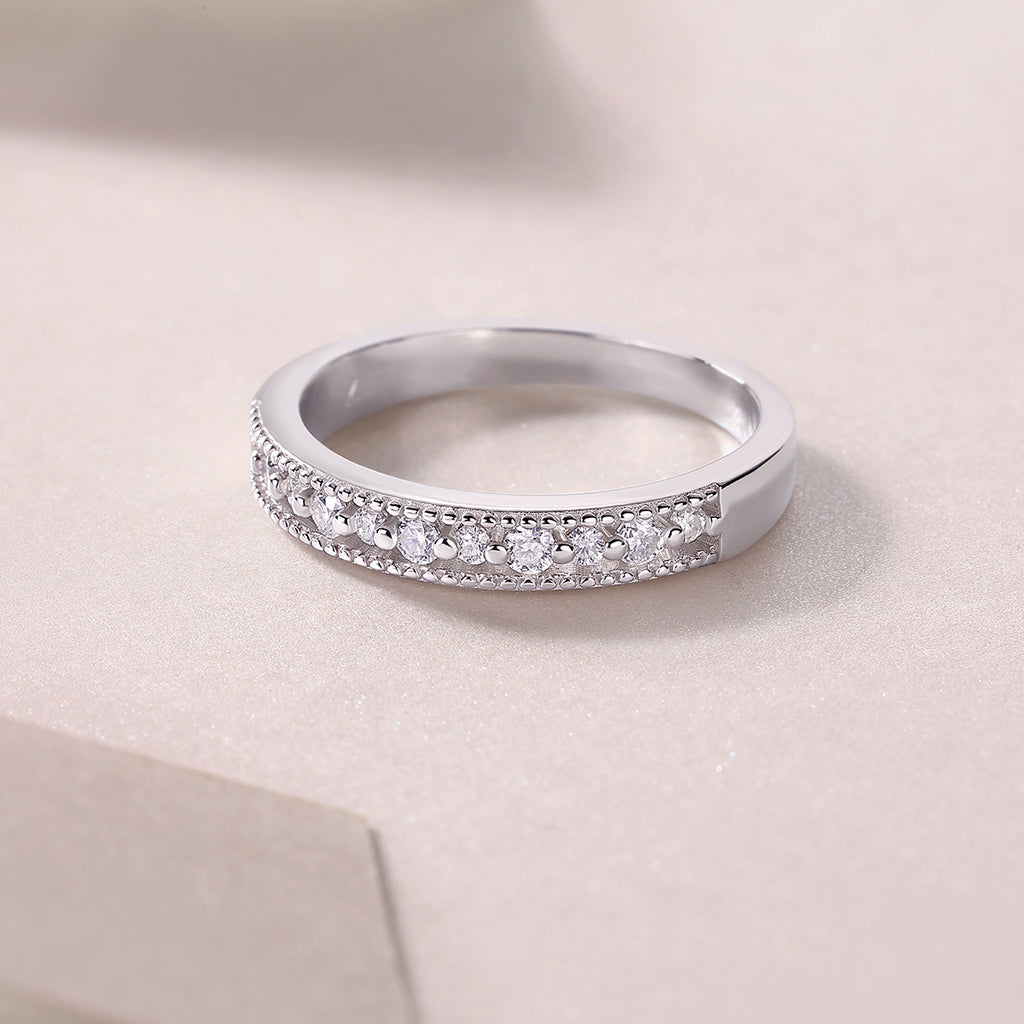 The Scenery Along The Way - A Wedding Ring Set With Top-quality Moissanite S925 Silver And Platinum-plated Diamond Can Be Inspected With A Diamond Pen