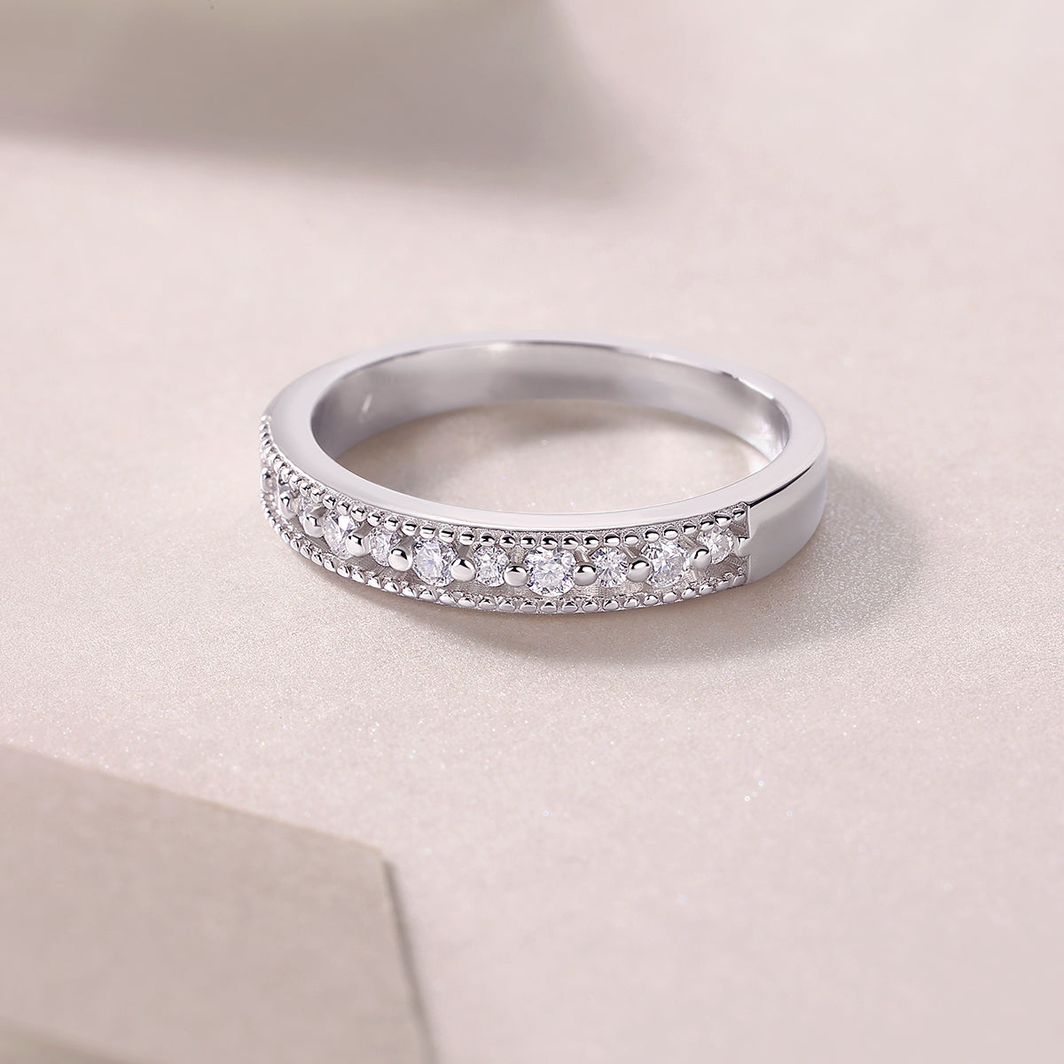 The Scenery Along The Way - A Wedding Ring Set With Top-quality Moissanite S925 Silver And Platinum-plated Diamond Can Be Inspected With A Diamond Pen