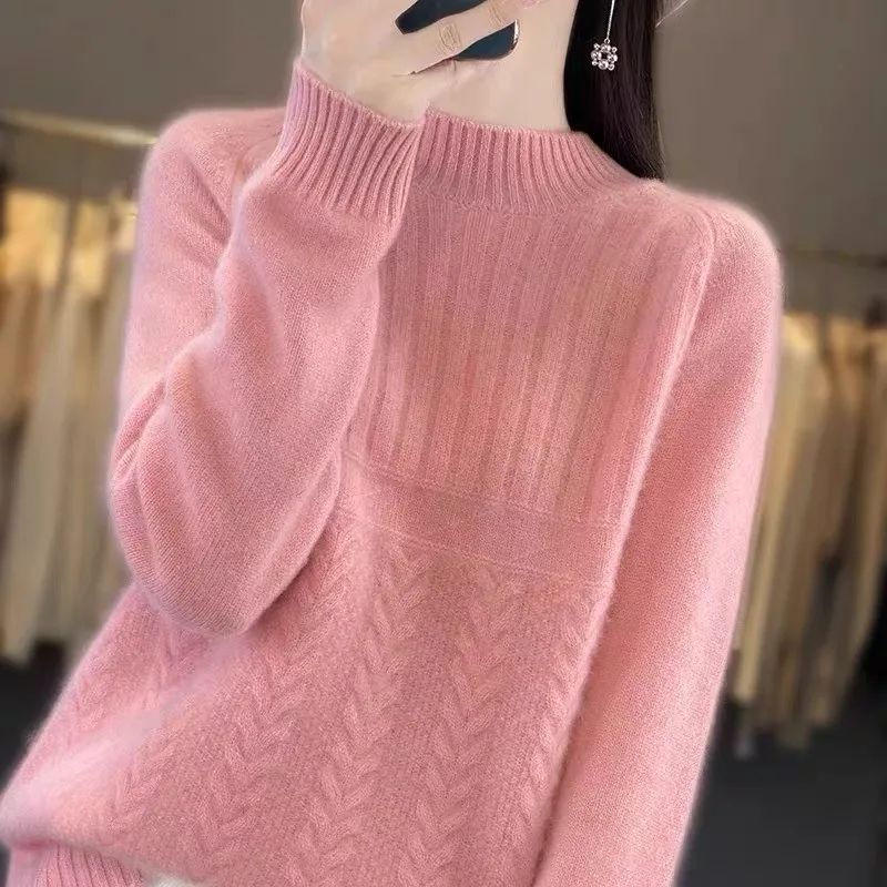 Loose-fitting Women's Turtleneck Base Sweater For Outerwear