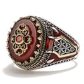 Vintage Two Tone Men's Red Onyx Ring