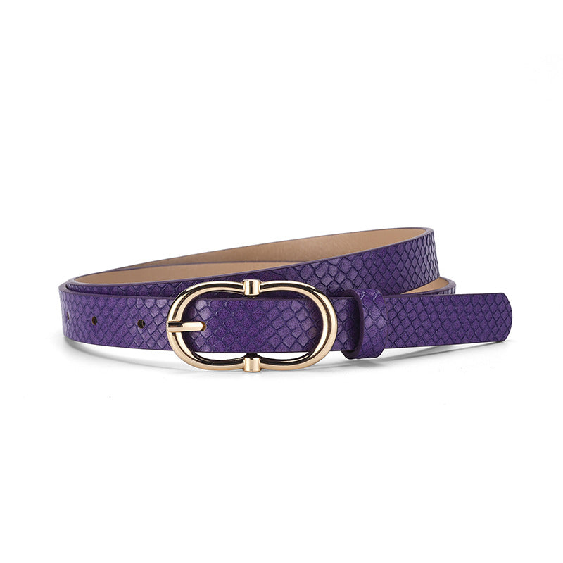 Versatile Snake Print Leather Belt