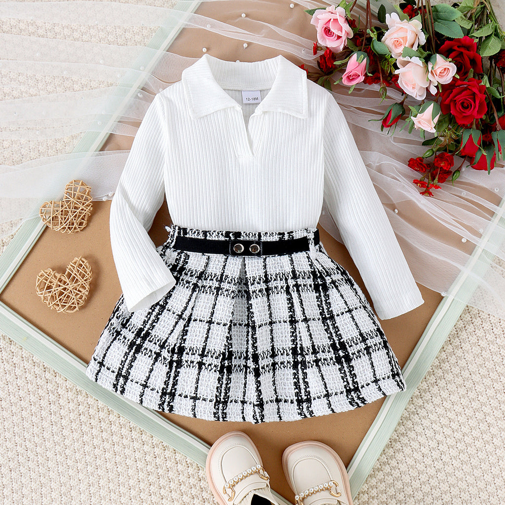 Suit Medium And Small Long Sleeve Pleated Skirt