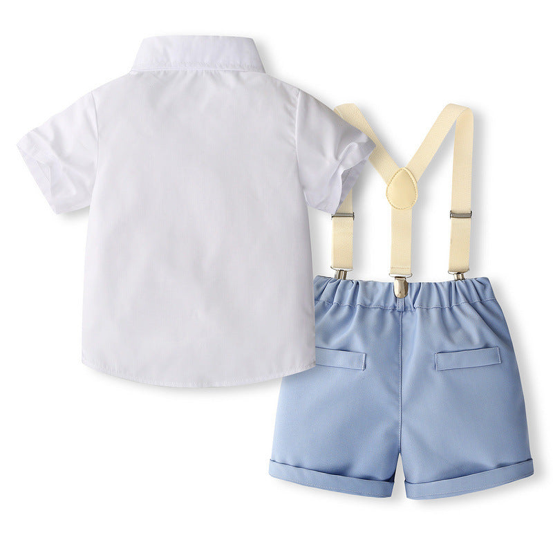 Gentleman Dress British Style Short Sleeve Back Children Suit