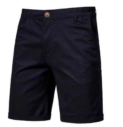 Summer New Cotton Casual Shorts Men's European And American Straight Slim Cropped Pants Large Size Solid Color Sports Men's Clothing