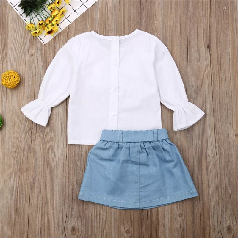 White Jersey Denim Skirt Suit