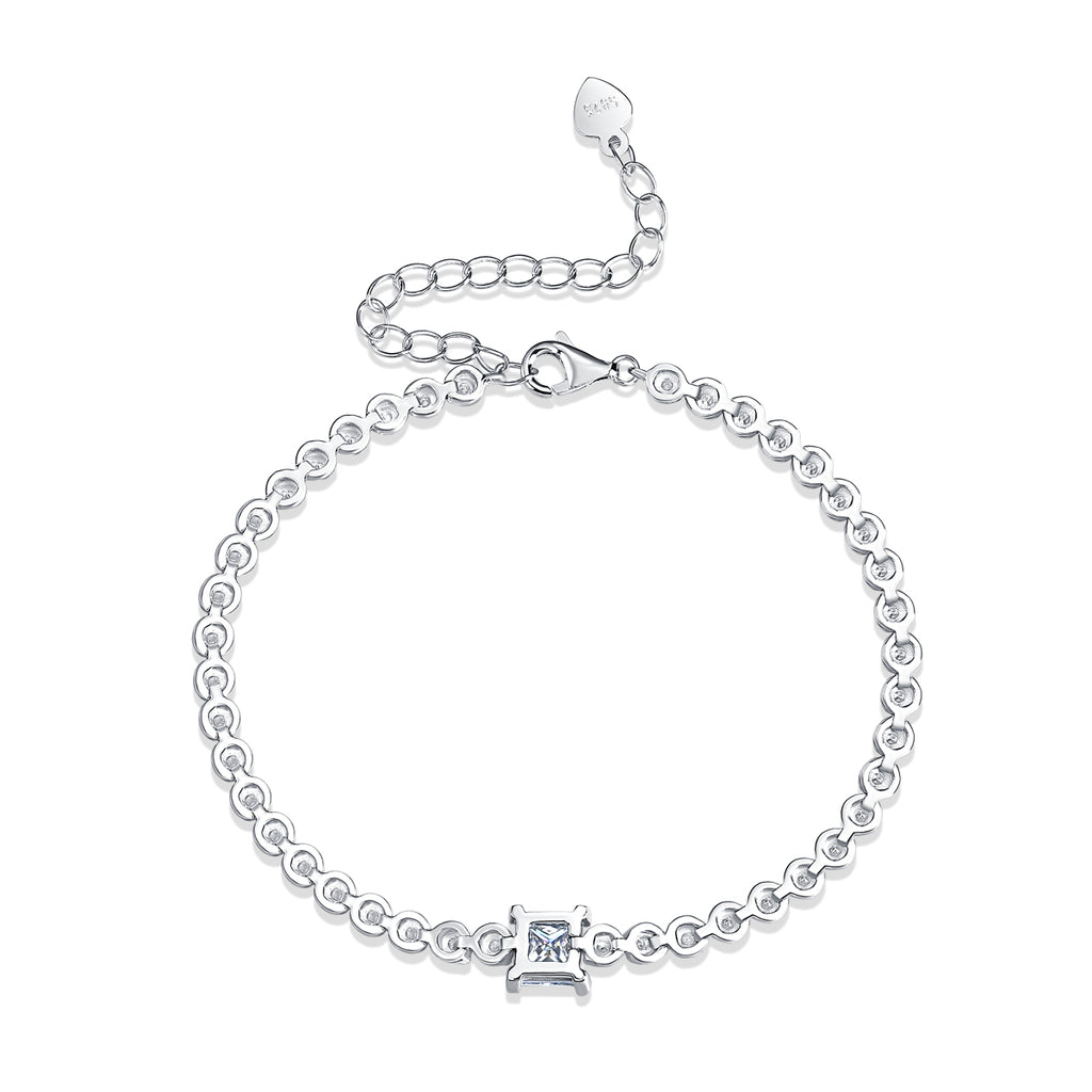 Rubik's Cube - A Fashionable And Light Luxury Jewelry Silver Bracelet And Bracelet Set With Top-quality Moissanite, S925 Silver Electroplated Platinum