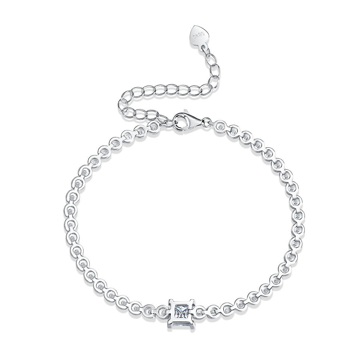 Rubik's Cube - A Fashionable And Light Luxury Jewelry Silver Bracelet And Bracelet Set With Top-quality Moissanite, S925 Silver Electroplated Platinum