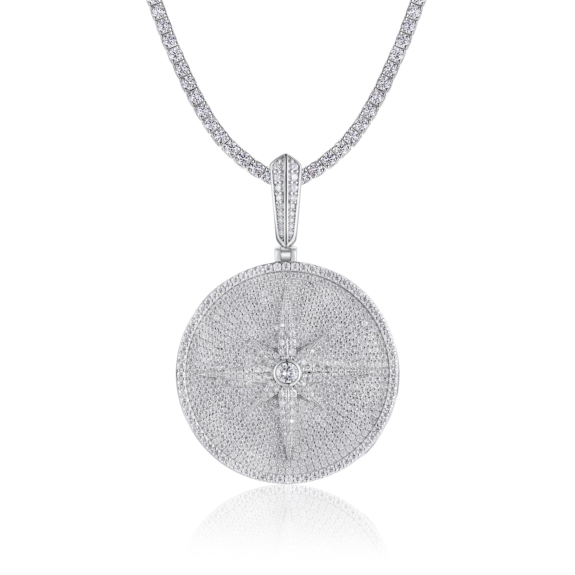 Round And Dazzling - A Fashionable And Trendy Necklace Pendant Set With Top-quality Moissanite S925 Silver And Platinum-plated. It Can Be Tested With A Diamond Pen