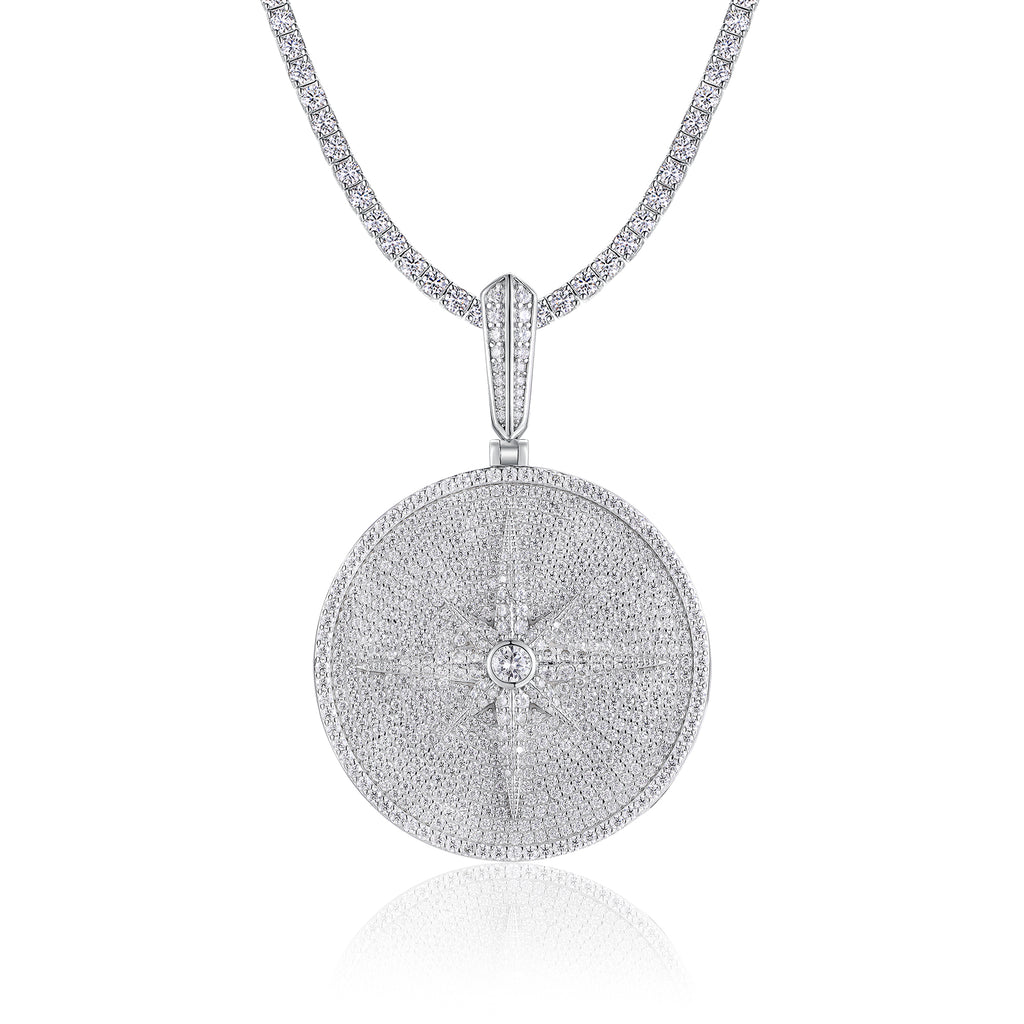 Round And Dazzling - A Fashionable And Trendy Necklace Pendant Set With Top-quality Moissanite S925 Silver And Platinum-plated. It Can Be Tested With A Diamond Pen