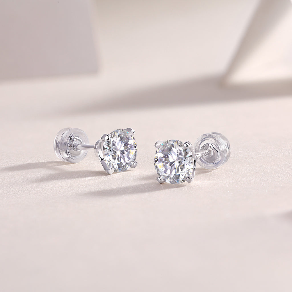 Flowing Charm - Earrings Set With 1-carat Top-quality Moissanite S925 In Silver And Platinum-plated Stud Earrings, A Fashionable And Trendy Accessory That Can Be Tested With A Diamond Pen.