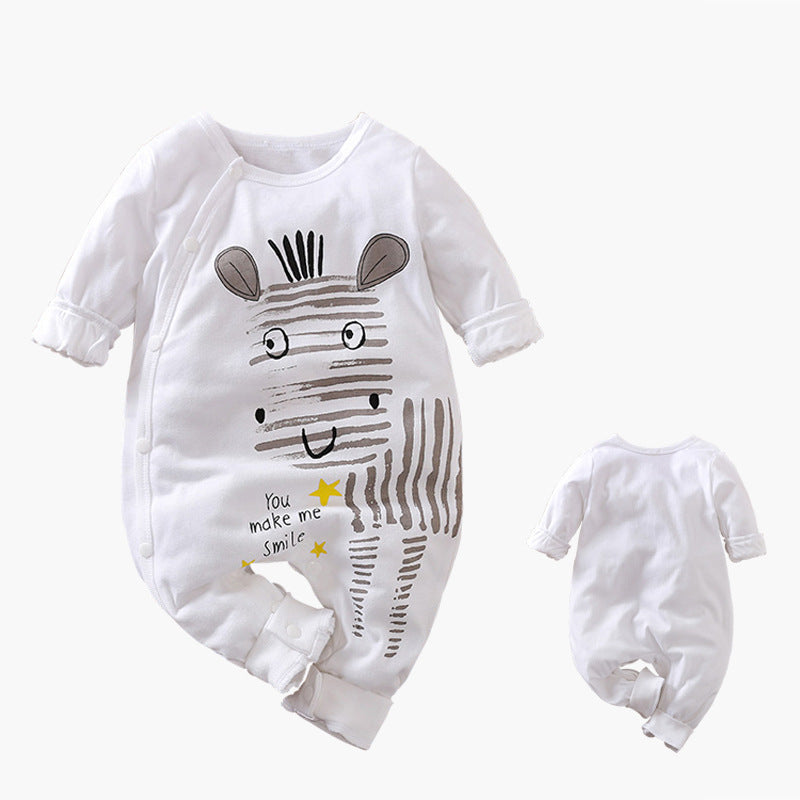 Cotton Long-sleeved Breasted Romper suite