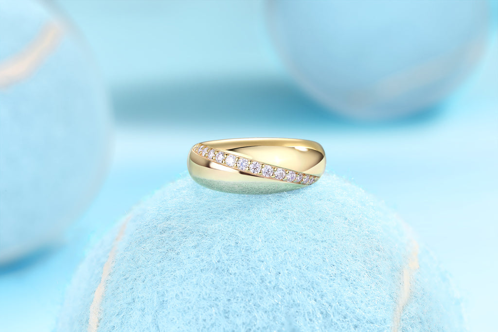 Elegant And Simple - A Luxurious And Fashionable Light Luxury Jewelry Silver Ring Set With Top-quality Moissanite, S925 Silver Plated With Platinum