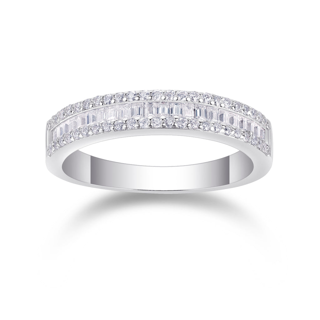 A Beautiful Moment - A Wedding Ring Set With Top-quality Moissanite S925 Silver And Platinum-plated Diamond Can Be Tested With A Diamond Pen