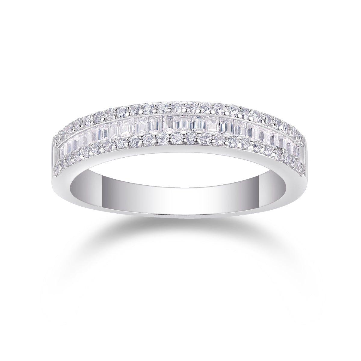 A Beautiful Moment - A Wedding Ring Set With Top-quality Moissanite S925 Silver And Platinum-plated Diamond Can Be Tested With A Diamond Pen