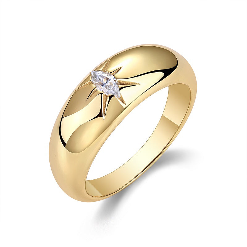 Eight-Prong Radiance Moissanite Ring – S925 Silver Gold Plated