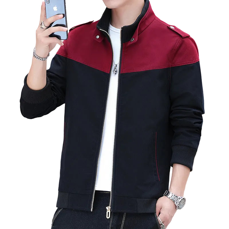 Men's Color Stitching Stand-collar Jacket