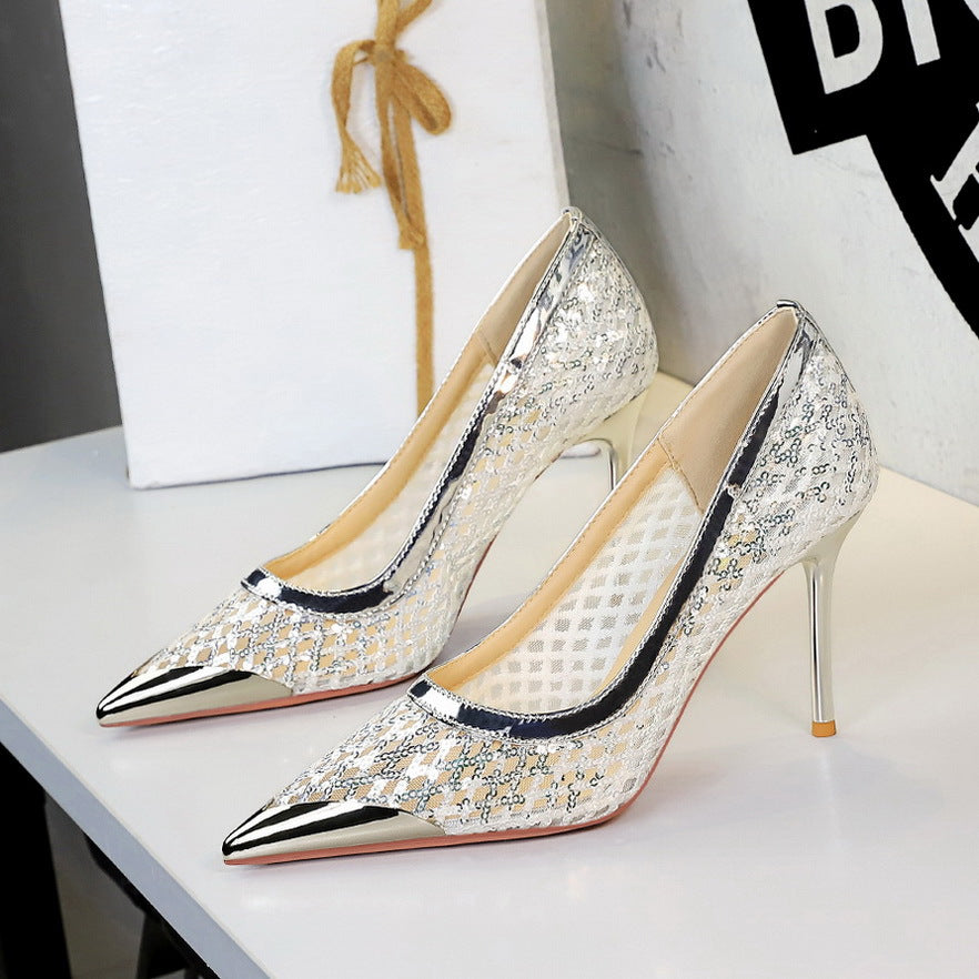 European And American Style Sexy Pointed Low-cut High Heels