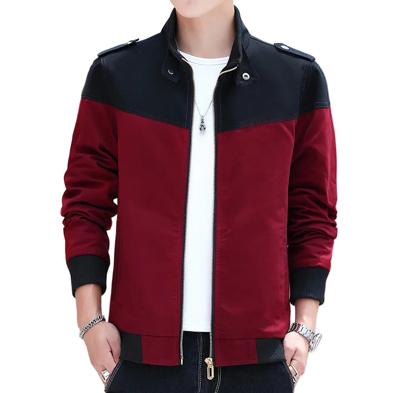 Men's Color Stitching Stand-collar Jacket
