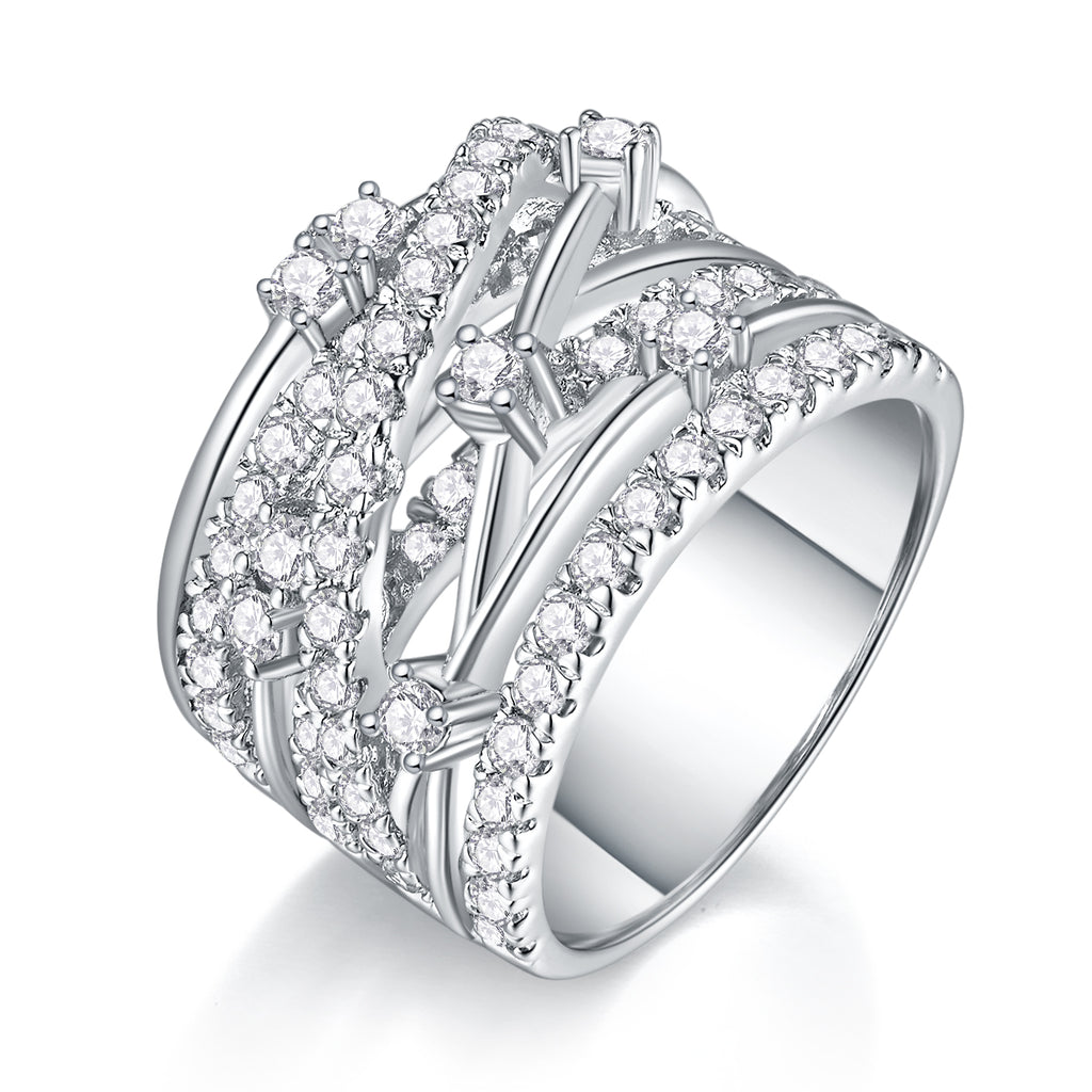 Starry Sky Boat - Set With Top-quality Moissanite S925 Silver And Platinum-plated Diamond Wedding Ring. The Ring Can Be Tested With A Diamond Pen In Gold And Rose Gold