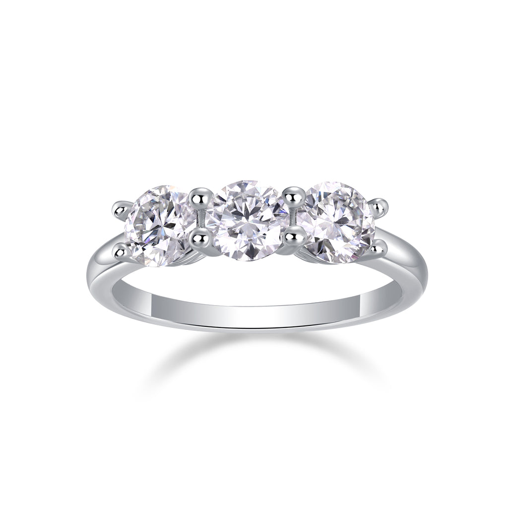 A Love Reborn Three Times - A Wedding Ring Set With 0.5-carat Top-quality Moissanite S925 Silver And Platinum-plated Diamond. The Ring Can Be Tested With A Diamond Pen In Gold And Rose Gold