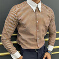 Men's Long Sleeve Shirt Design Striped Business