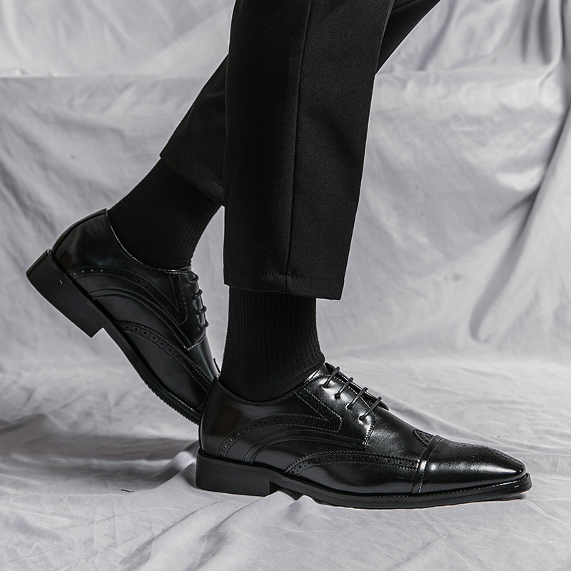 British Style Low-top Leather Shoes Plus Size Lace Up