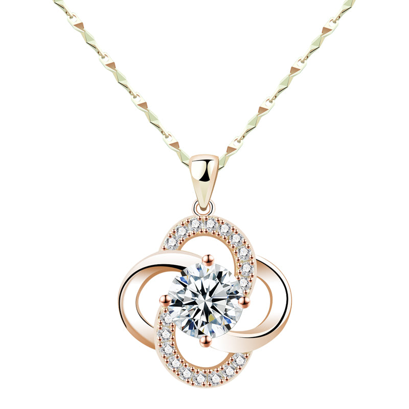 18 K rose gold 925 Sterling Silver  Necklace Valentine''s Day Gift