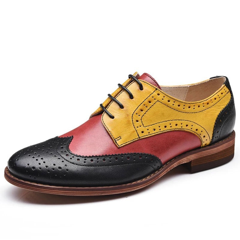 Comfortable Low Heel Oversize Lace Up Color Blocking Single Shoe