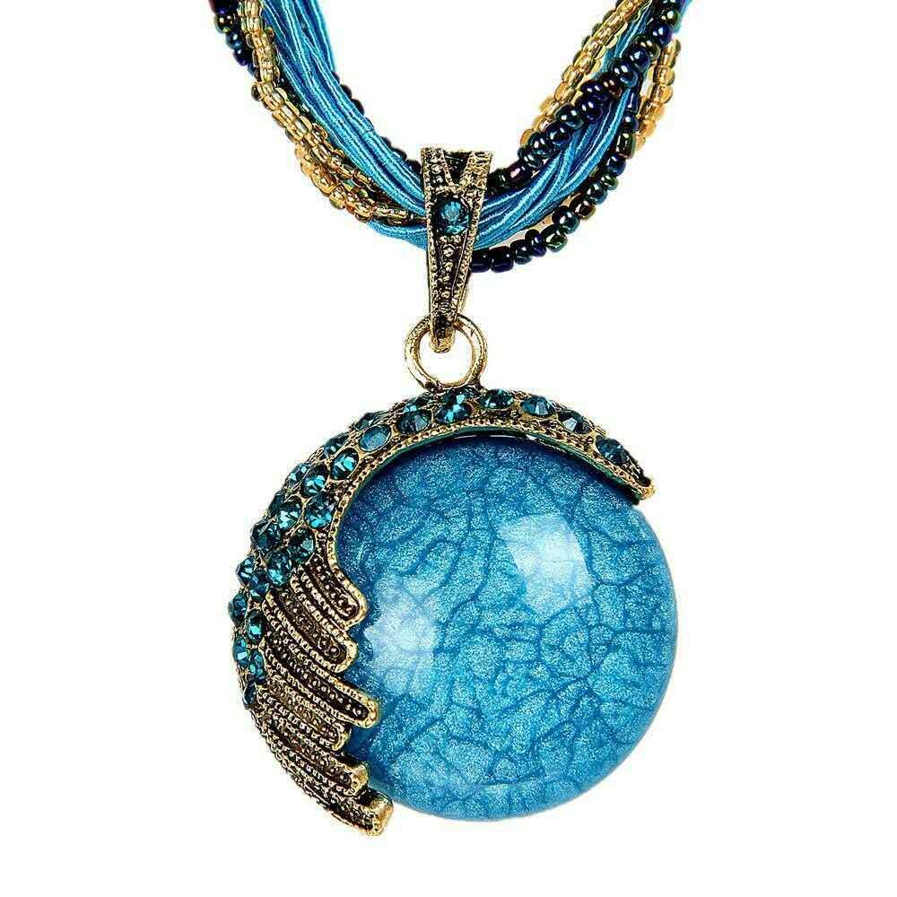 Retro Rice Bead Full Diamond Gemstone Necklace