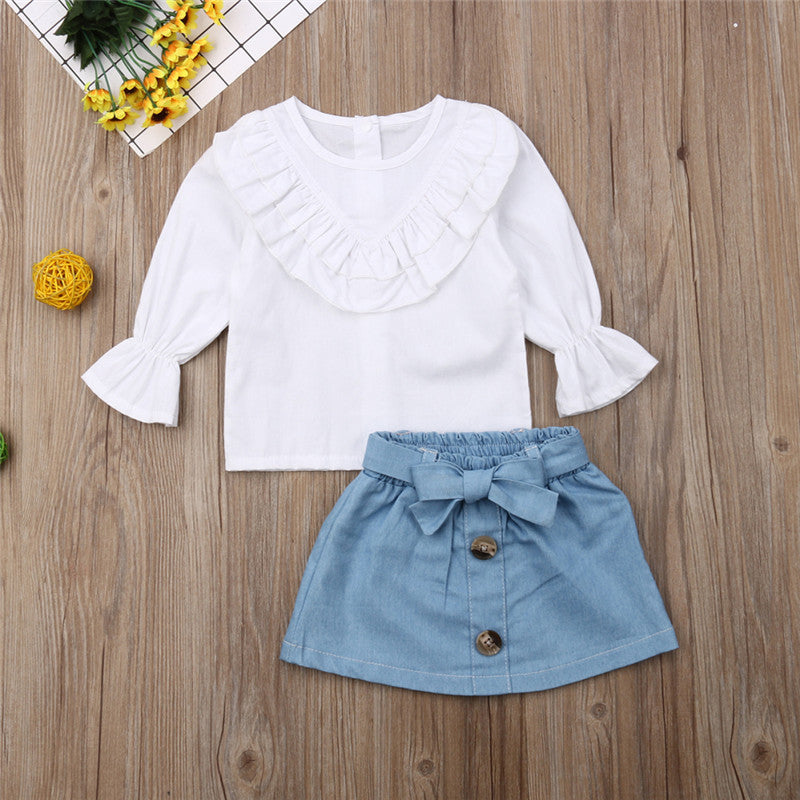 White Jersey Denim Skirt Suit