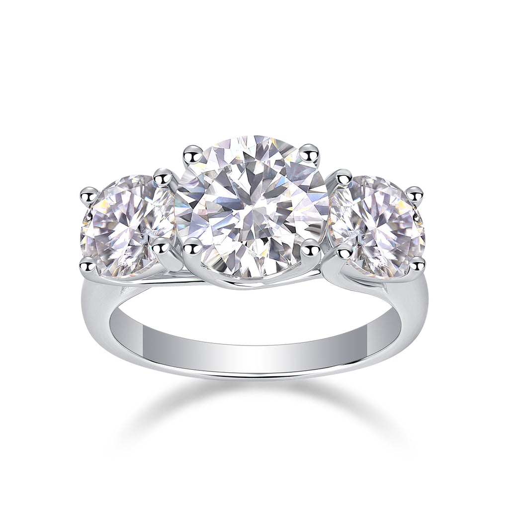 Three Lives Of Fortune - A Wedding Ring Set With Top-quality 3-carat Moissanite S925 Silver And Platinum-plated Diamond. The Ring Can Be Inspected With A Diamond Pen