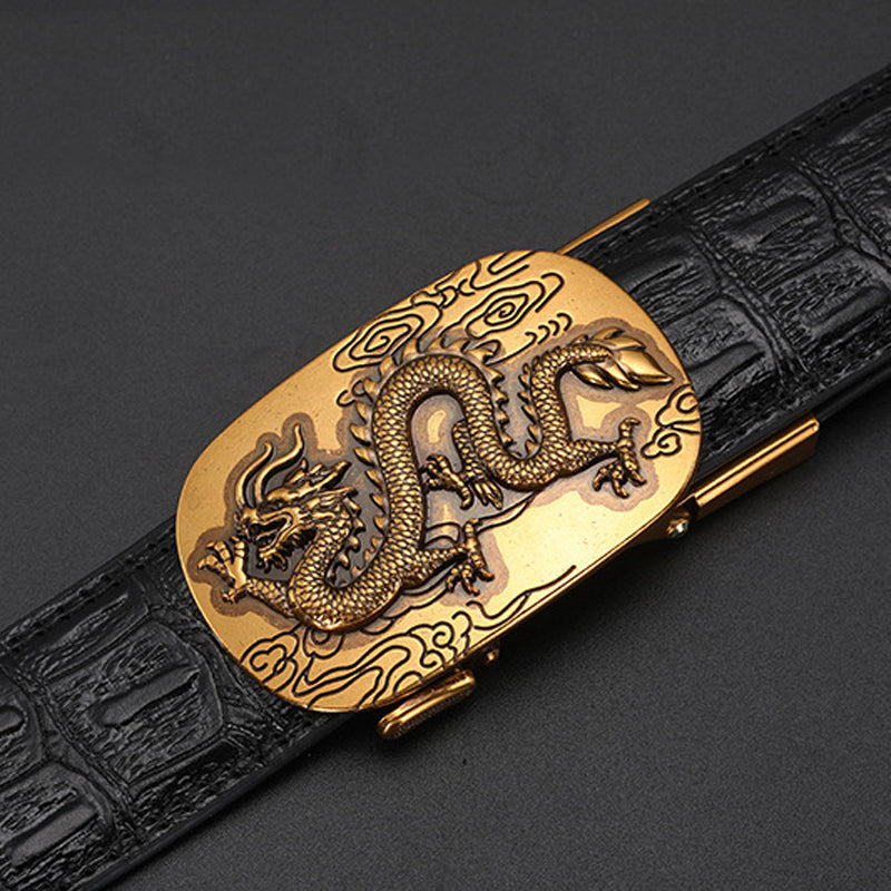 Men's automatic buckle leather belt