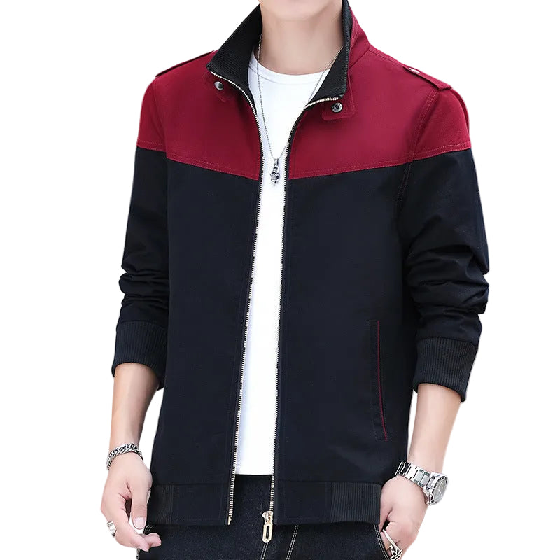 Men's Color Stitching Stand-collar Jacket