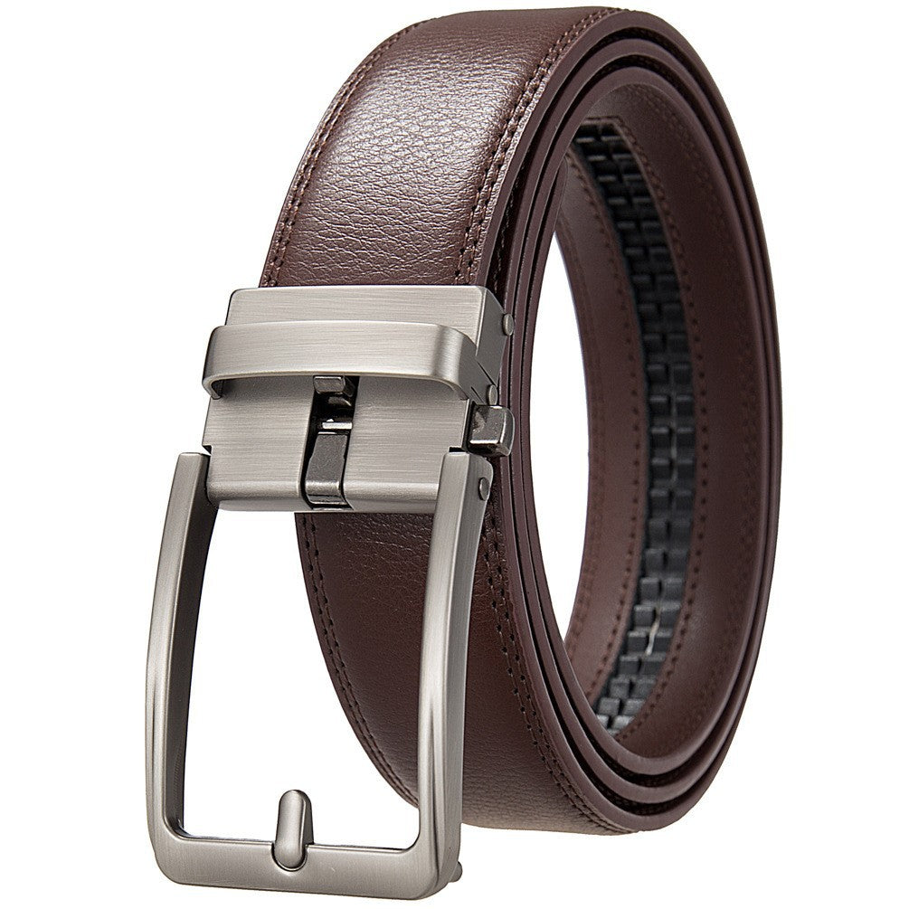 Extended-length Needle-resistant Automatic-buckle Mens Double-layer Cowhide Belt