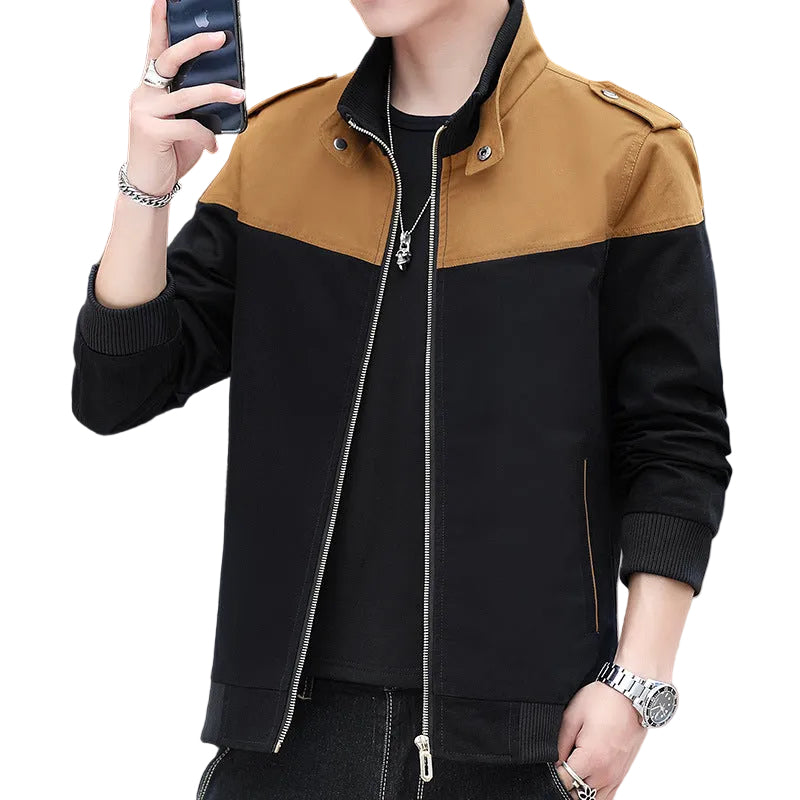 Men's Color Stitching Stand-collar Jacket