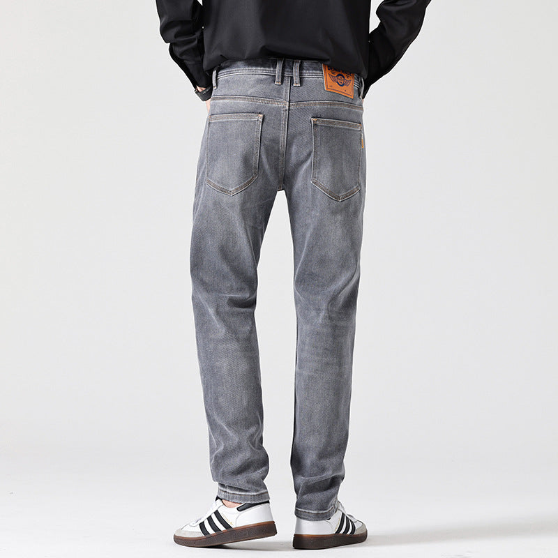 Classic Light Luxury Fit Slimming Retro Jeans Gray