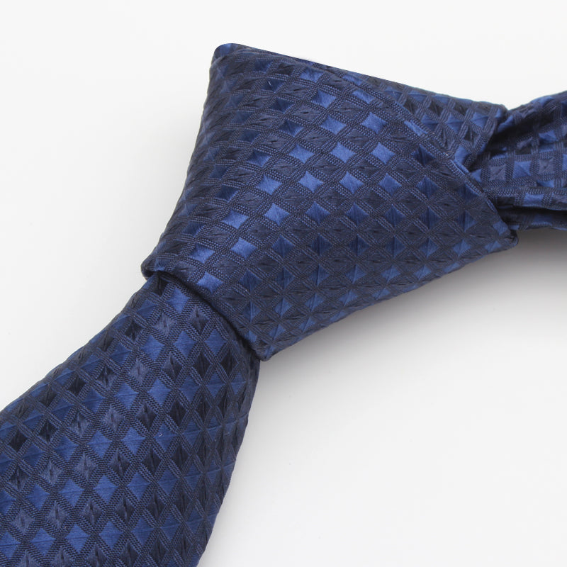 Navy Blue Tie Men's Business Dress 7cm Casual Gradient Plaid
