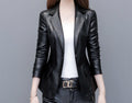 Suit collar small leather jacket