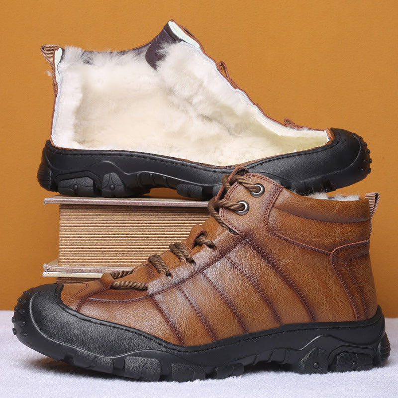 Men's  Mountaineering Plush Leather Shoes