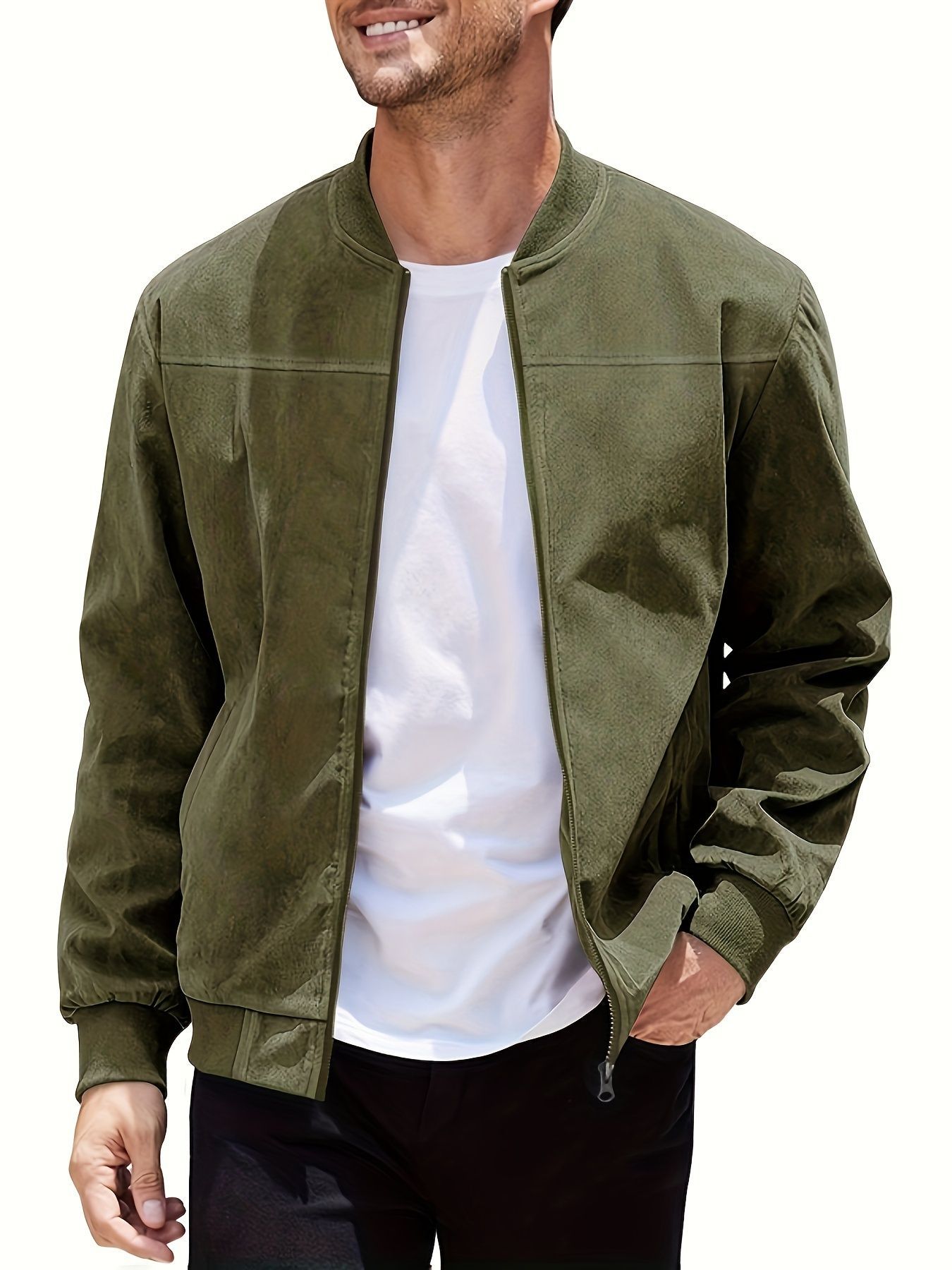 Casual Plus Size Suede Zipper Jacket