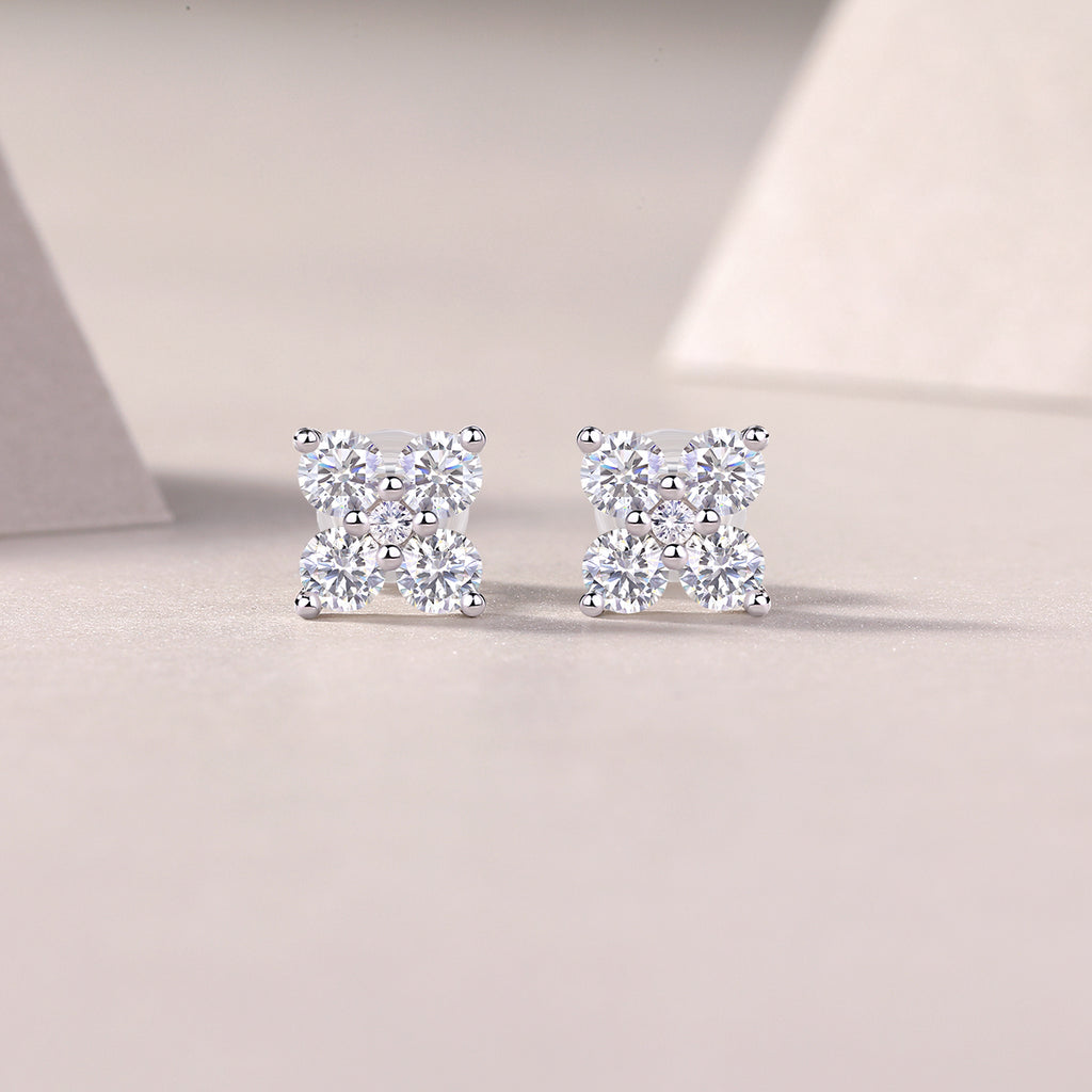 Sweetheart French - Fashionable And Luxurious Diamond Jewelry Set With Moissanite S925 Sterling Silver And Platinum-plated Stud Earrings