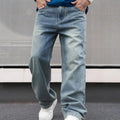 Casual Straight Jeans - Light Blue Loose