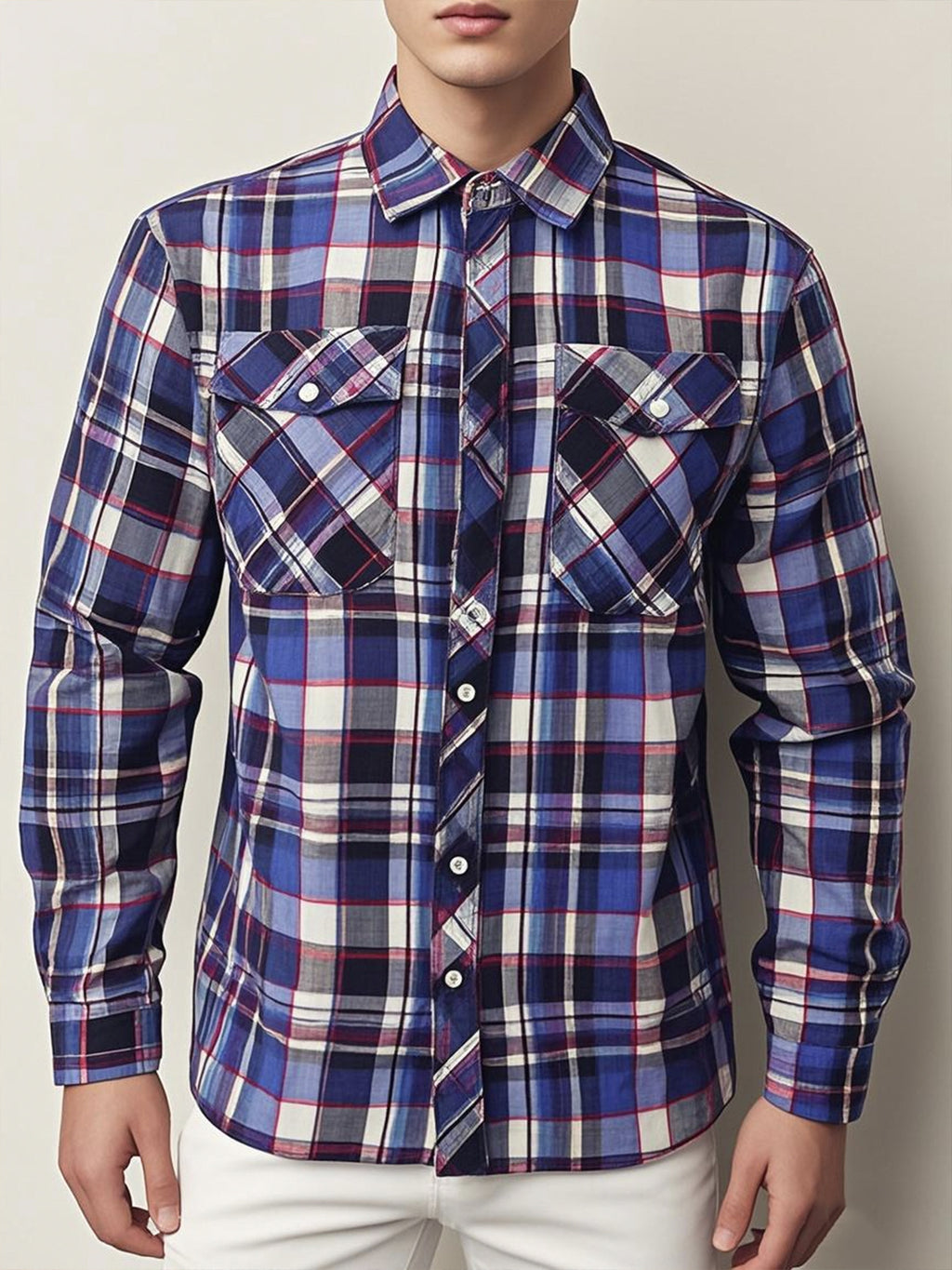 Mens Stylish Long-Sleeve Lapel Shirt