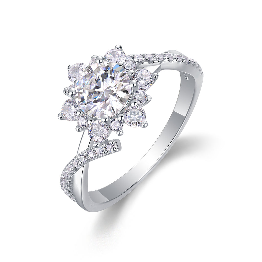 Hidden Poetry - A Wedding Ring Set With 1-carat Top-quality Moissanite S925 Silver And Platinum-plated Diamond Can Be Inspected With A Diamond Pen